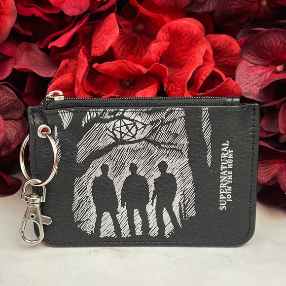 Handbags - Supernatural Black Slim Zip Wallet Keychain
